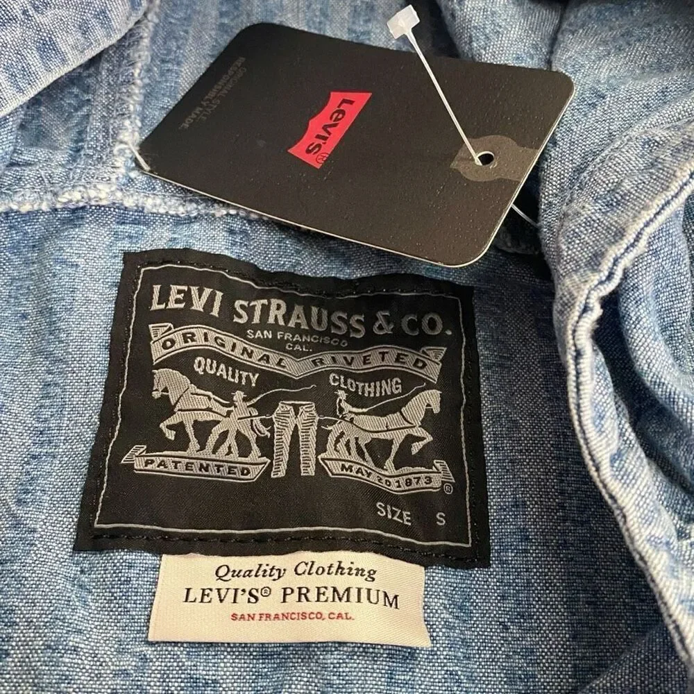 Levis Sutro "In The Sky" Seersucker Striped Denim Hooded Anorak Mens size S New - Picture 9 of 11